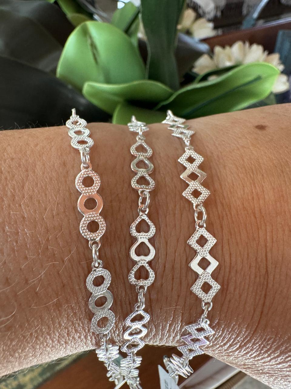 Pulseira Detalhes Formas Geométricas Prata 925