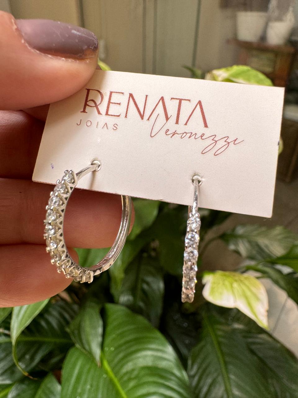 Brinco Argola Média 4 Garras Prata 925