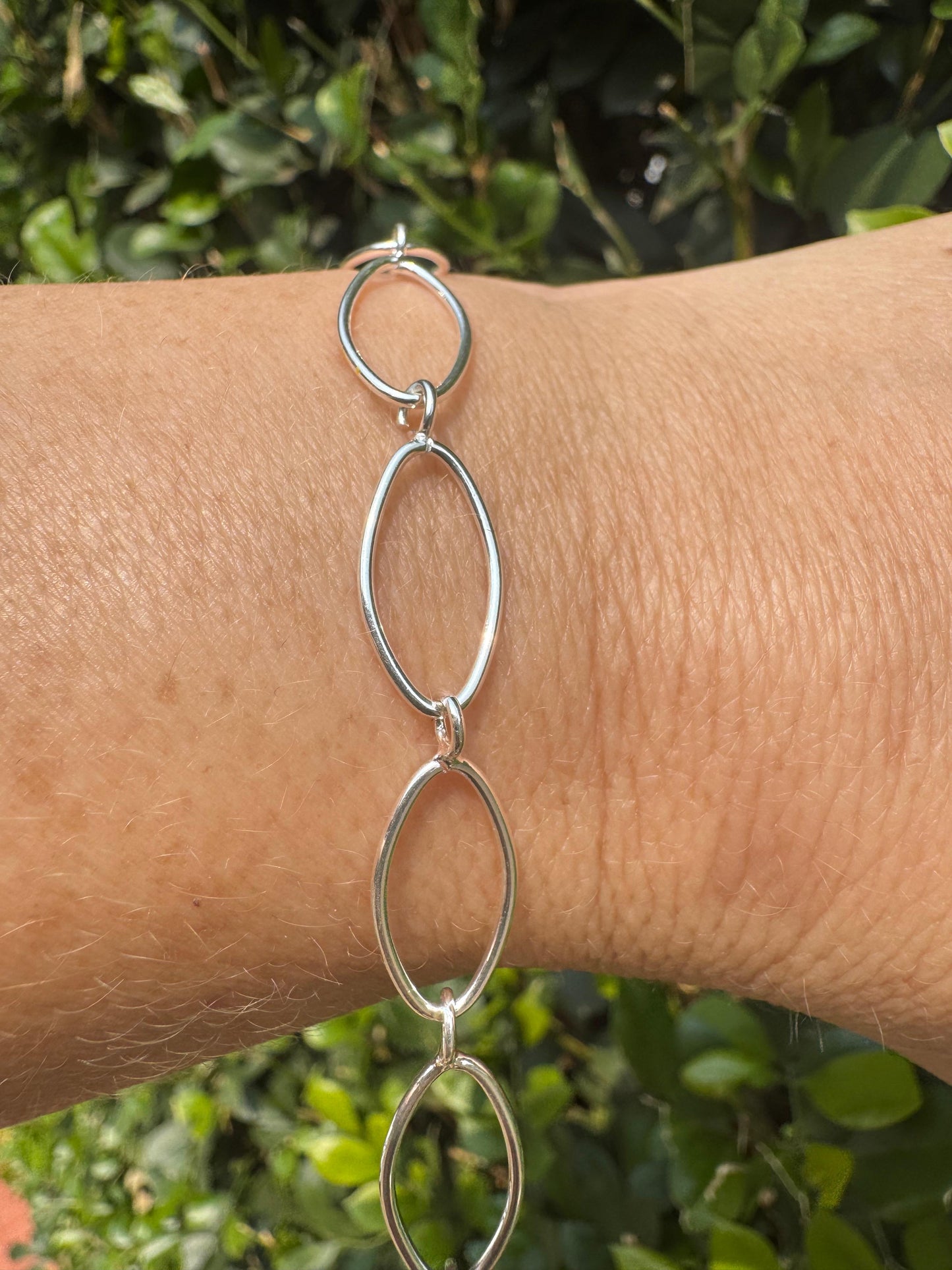 Pulseira Elos Ovais Achatados Prata925
