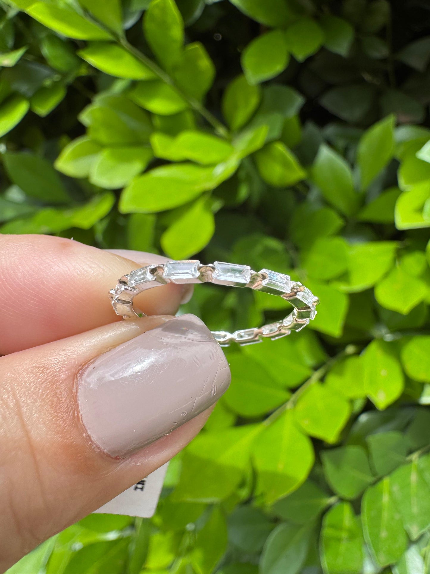 Anel Inteiro de Zirconias Baguetes Prata 925