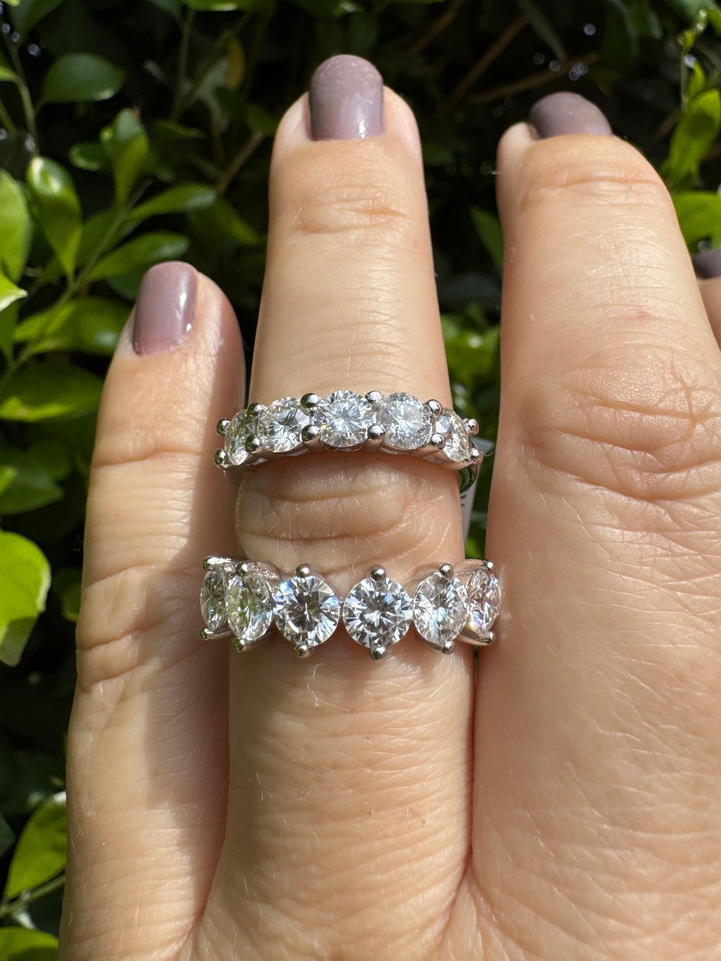 Meia Aliança de Moissanite 2 Garras Prata 925