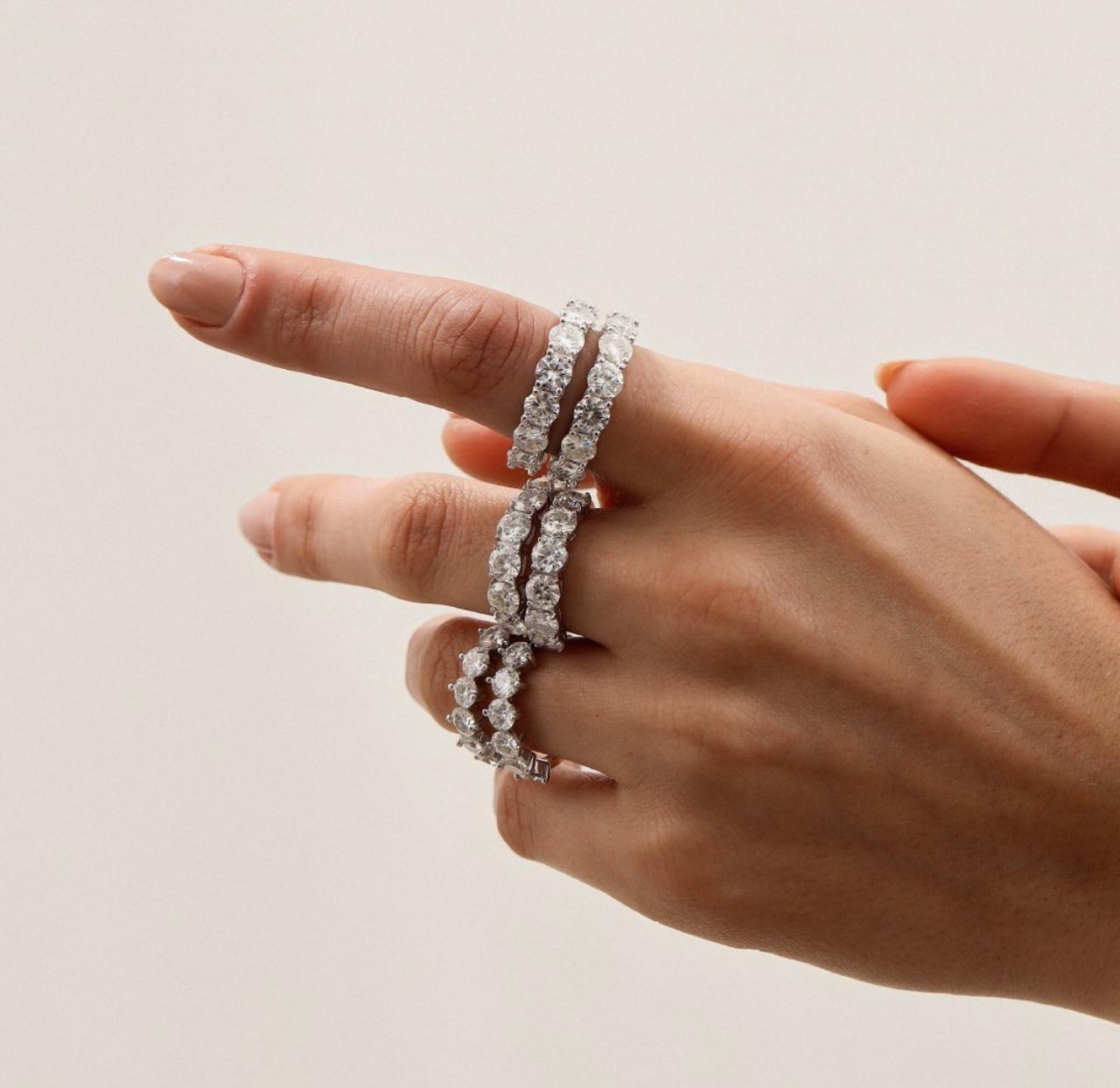 Meia Aliança Moissanite 4 Garras Prata 925