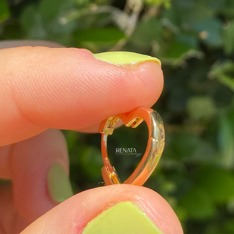 Brinco Trio Argola Coração Semijoia