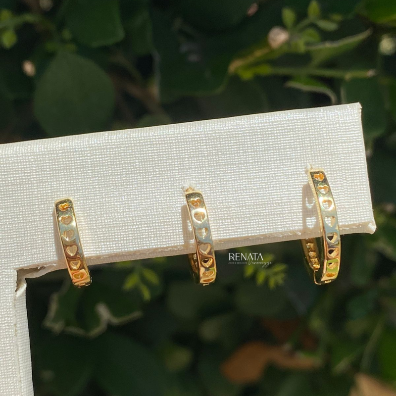 Brinco Trio Argola Zirconias Espaçada Semijoia