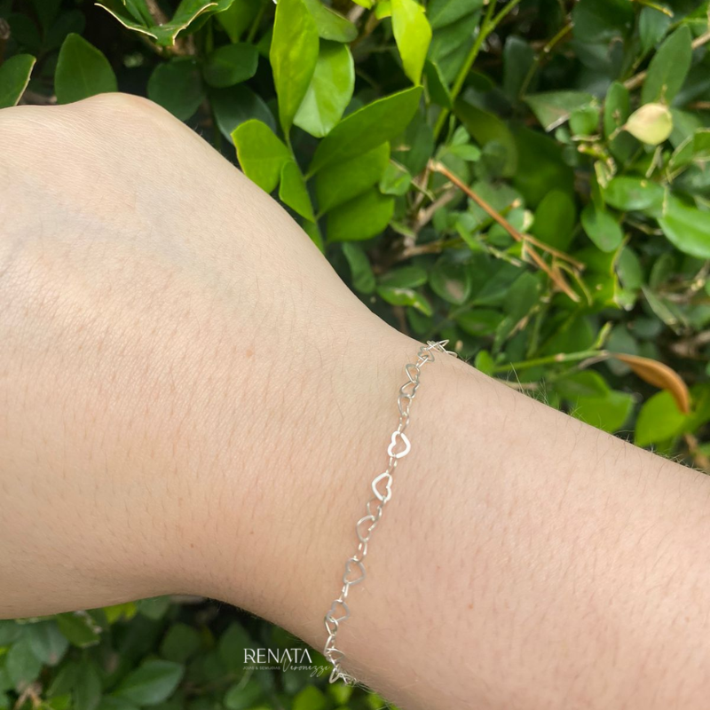 Pulseira Mini Corações Prata 925