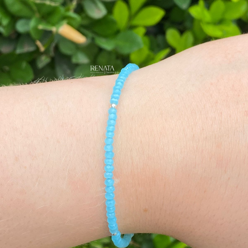 Pulseira Cristal Azul Prata 925