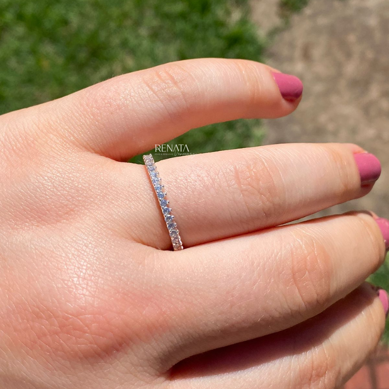 Anel Inteiro Zirconias Brancas Prata 925