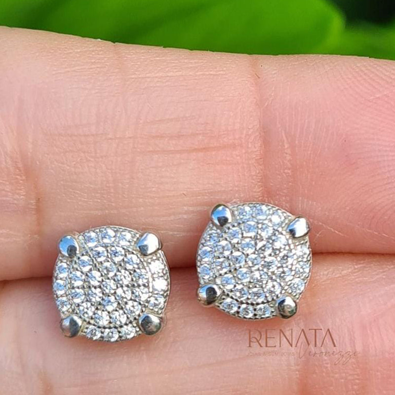 Brinco Quadrado Microzirconias Prata 925