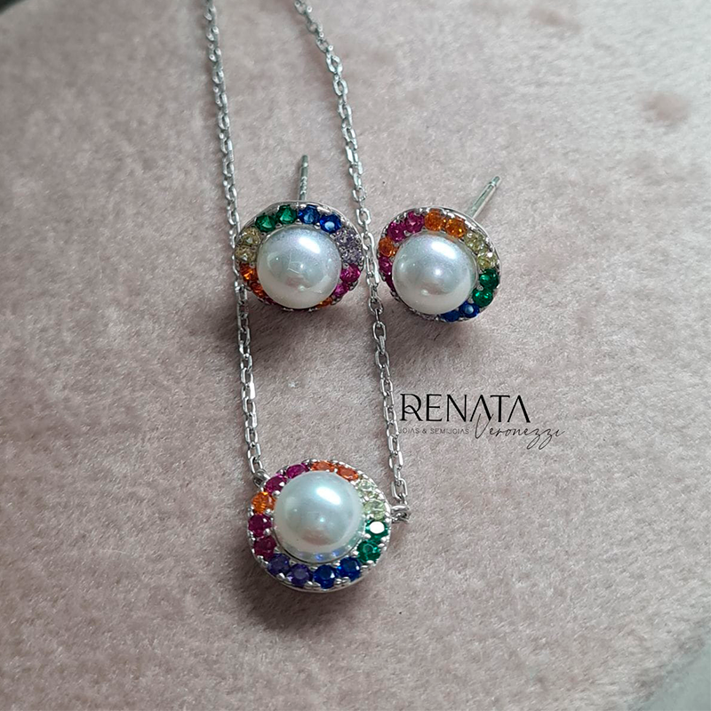 Brinco Pérola Branca Shell Prata 925
