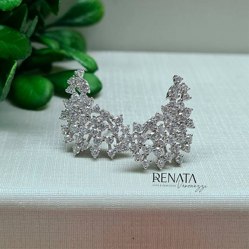 Brinco Earcuff Celestial Pedras Cristais Prata 925