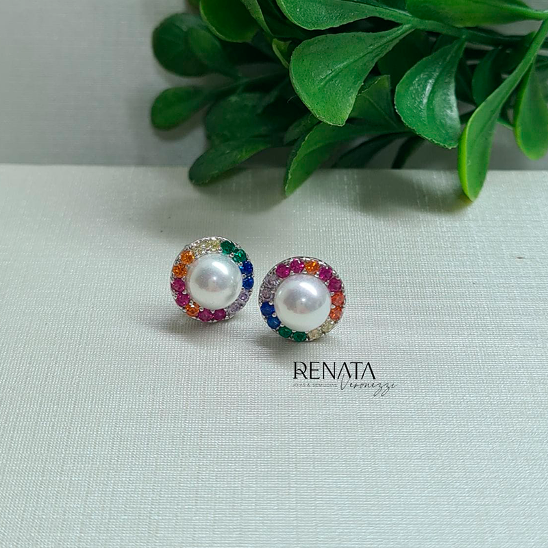 Brinco Pérola Branca Shell Prata 925