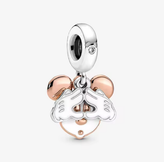 Berloque Disney Mickey Luvinhas Rosê Prata