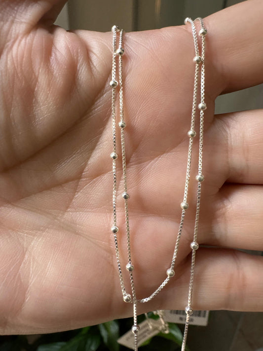 Corrente De Bolinhas Mini Prata 925