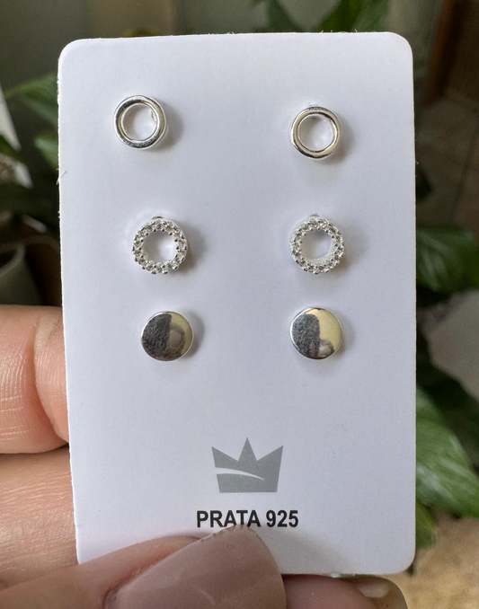 Brinco Trio Circular Prata 925