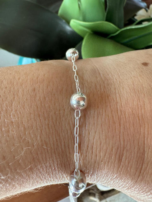 Pulseira Bolas Espaçadas Prata 925