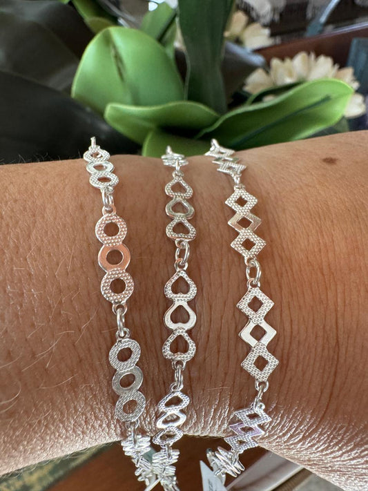 Pulseira Detalhes Formas Geométricas Prata 925