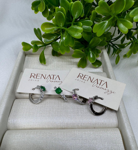 Brinco Argola Zirconia Colors Semijoia