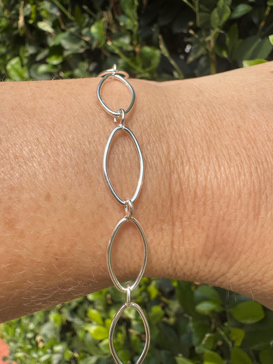 Pulseira Elos Ovais Achatados Prata925