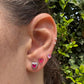 Brinco Coração P Safira Pink Prata 925