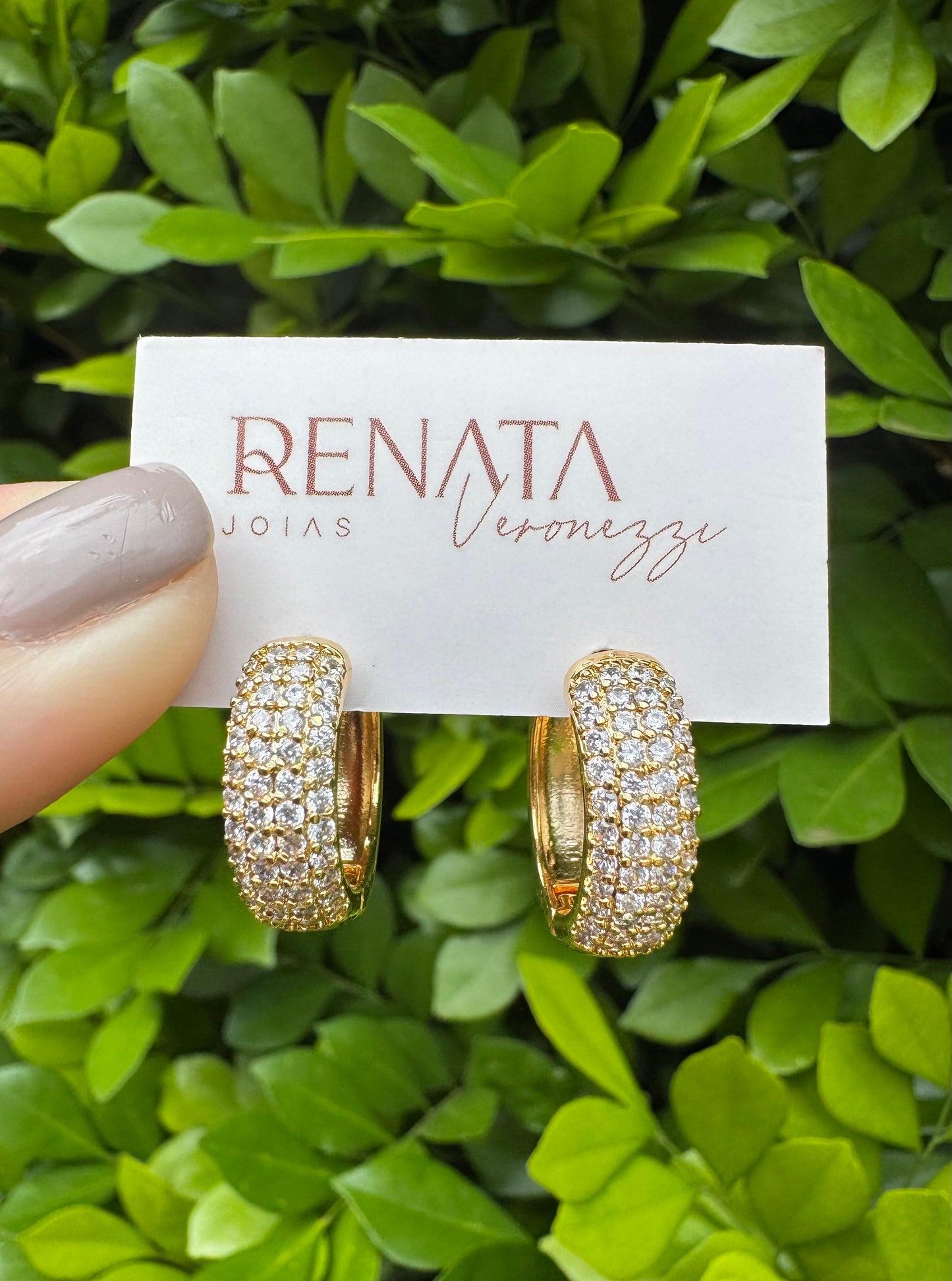 Brinco Argola Zirconia Semijoia