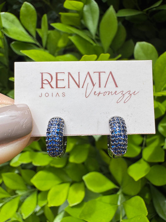 Brinco Argola Microzirconias Rhodium Negro Semijoia