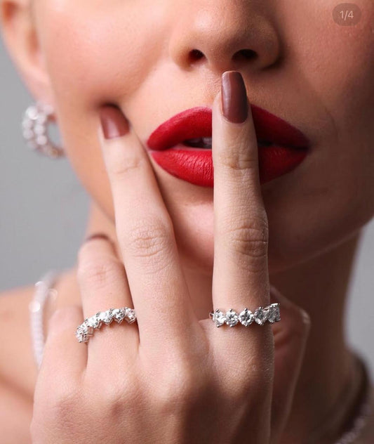 Meia Aliança de Moissanite 2 Garras Prata 925