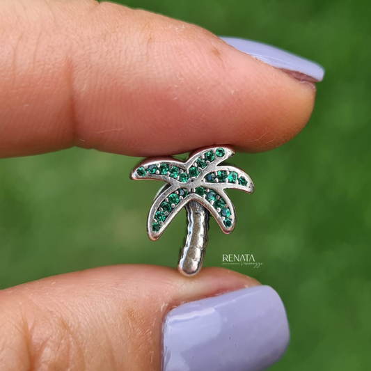 Berloque Coqueiro Zirconias Prata 925