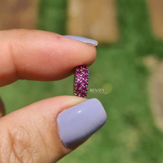 Berloque Zirconias Rosa Prata 925