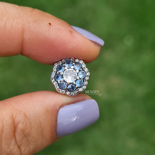 Berloque Flor Ziroconias Azul Prata 925