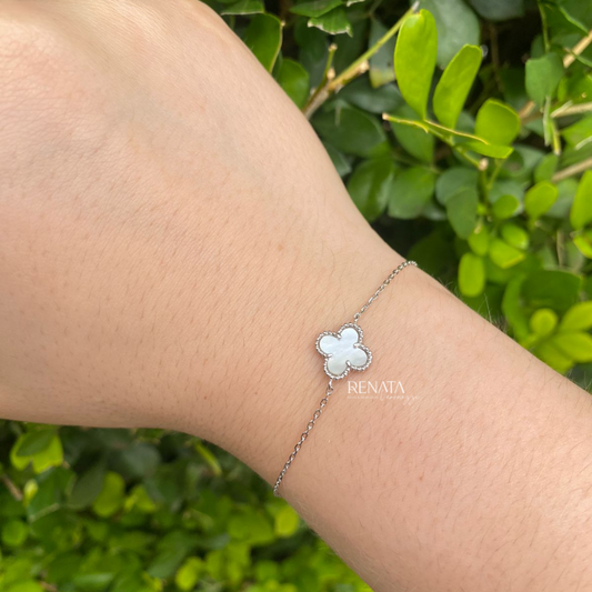 Pulseira Trevo Madrepérola Prata 925