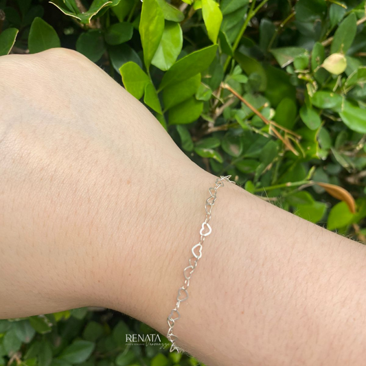 Pulseira Mini Corações Prata 925