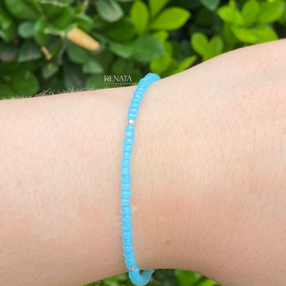 Pulseira Cristal Azul Prata 925
