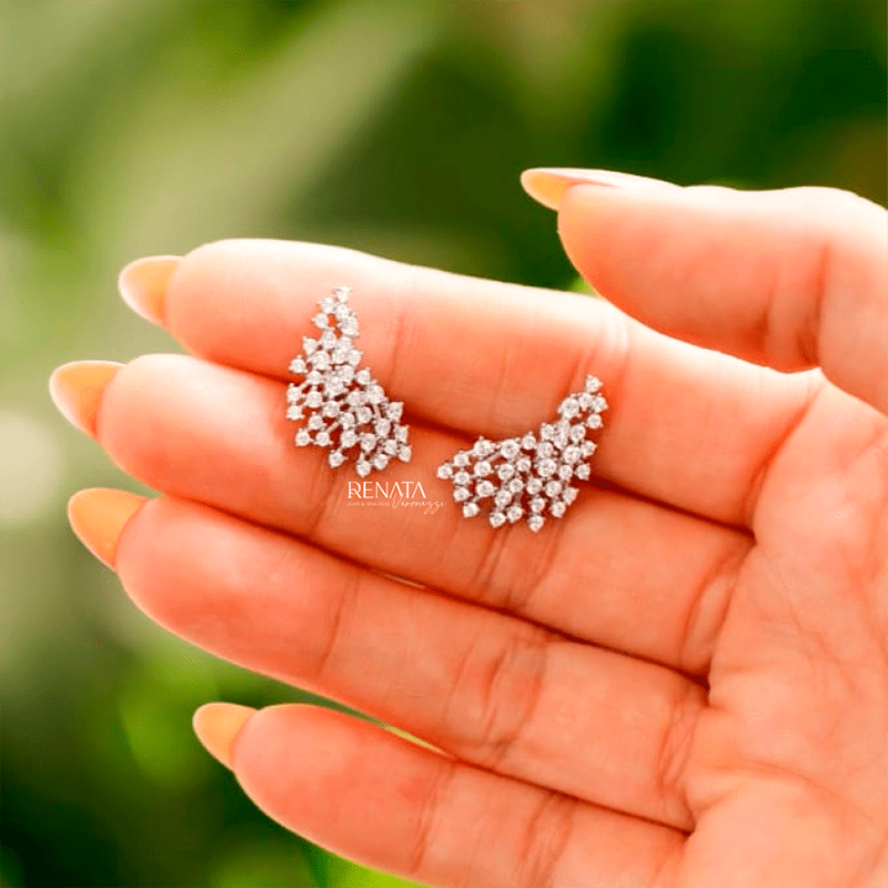 Brinco Earcuff Celestial Pedras Cristais Prata 925