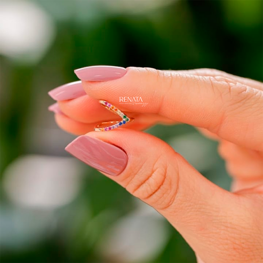 Brinco Fake Zirconias Colors Prata 925