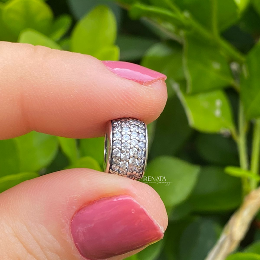 Berloque Zirconias Brancas Prata 925