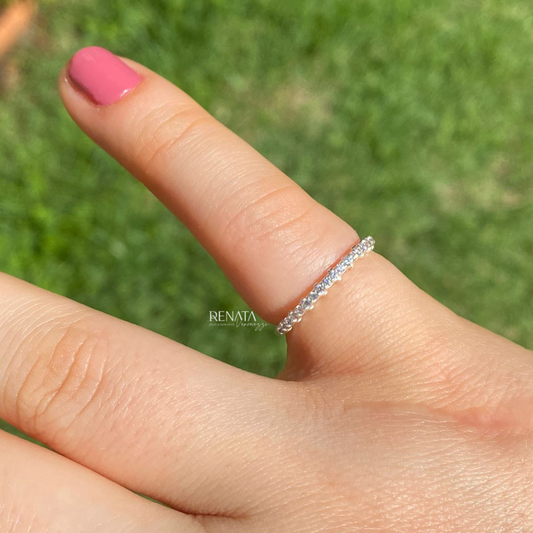 Anel Zirconias Brancas Prata 925
