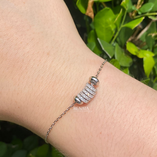 Pulseira Detalhes 5 Argolas Com Zirconias Semijoia