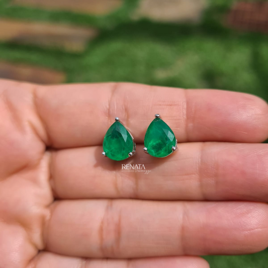 Brinco Gota Esmeralda Semijoia