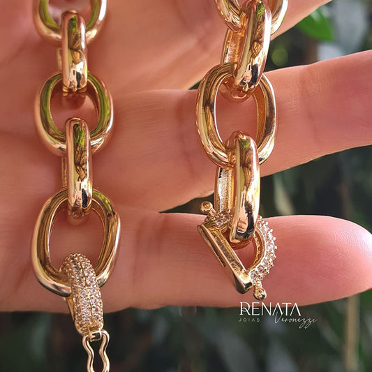 Pulseiras Elos Fecho Zirconias Semijoia