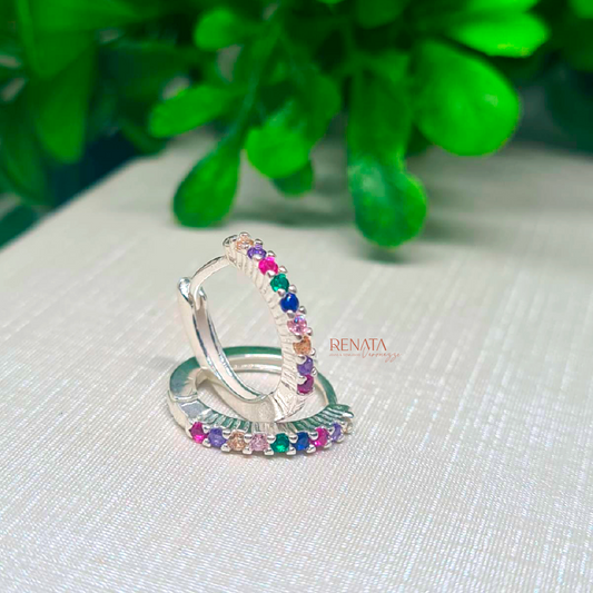 Brinco Argola Zirconias Colors Prata 925