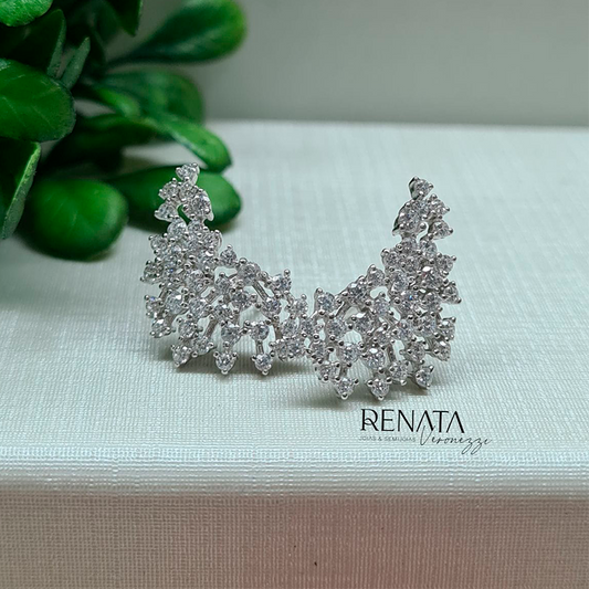 Brinco Earcuff Celestial Pedras Cristais Prata 925
