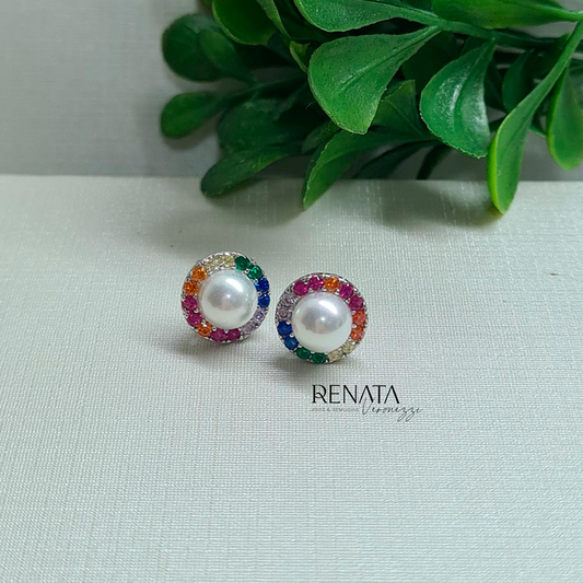 Brinco Pérola Branca Shell Prata 925